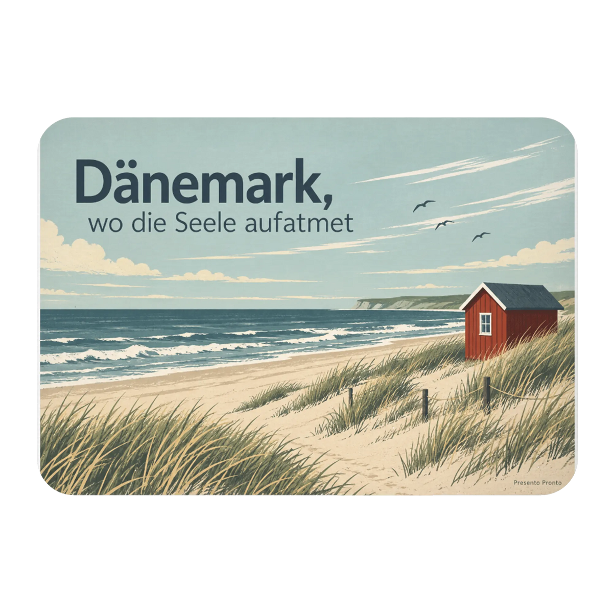 Ruhiger Magnet für Dänemark-Fans mit roter Strandhütte