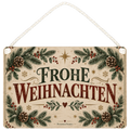 Elegantes Deko Schild Frohe Weihnachten mit Tannenzweigen