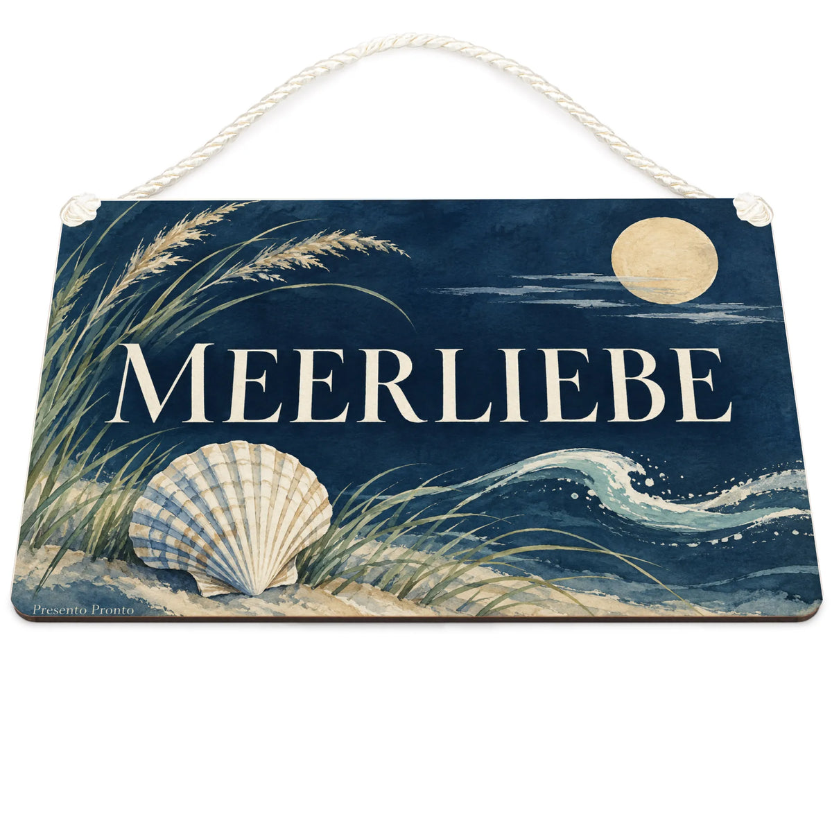 Elegantes Deko-Schild für den Sommer mit Muschel