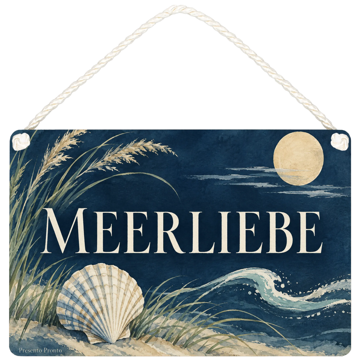 Elegantes Deko-Schild für den Sommer mit Muschel