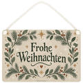 Gemütliches Deko-Schild Frohe Weihnachten mit Tannenzweigen