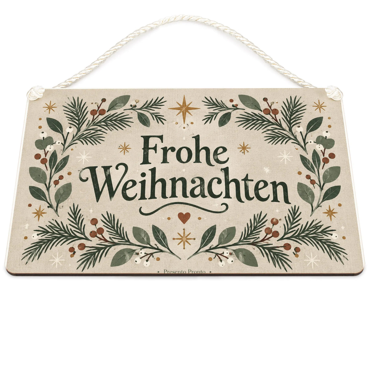 Gemütliches Deko-Schild Frohe Weihnachten mit Tannenzweigen