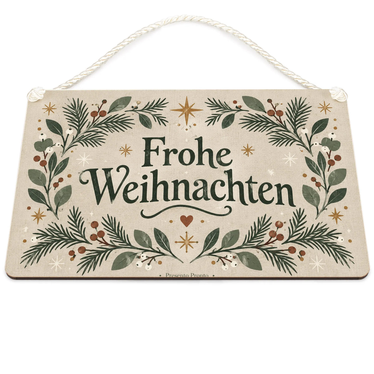 Gemütliches Deko-Schild Frohe Weihnachten mit Tannenzweigen