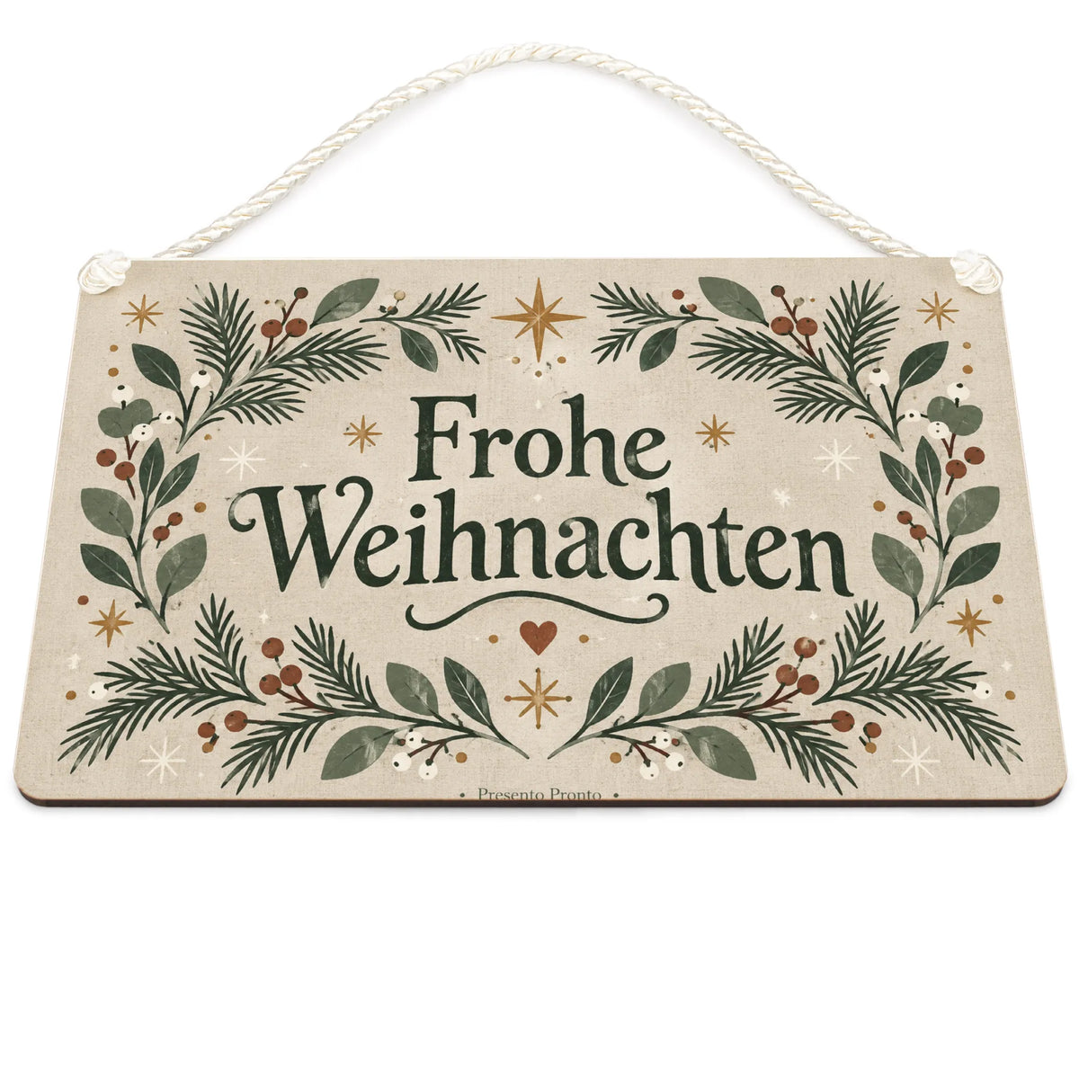 Gemütliches Deko-Schild Frohe Weihnachten mit Tannenzweigen