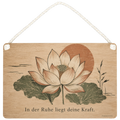 Achtsames Holzbild mit Lotusblüte für Yoga und Meditation
