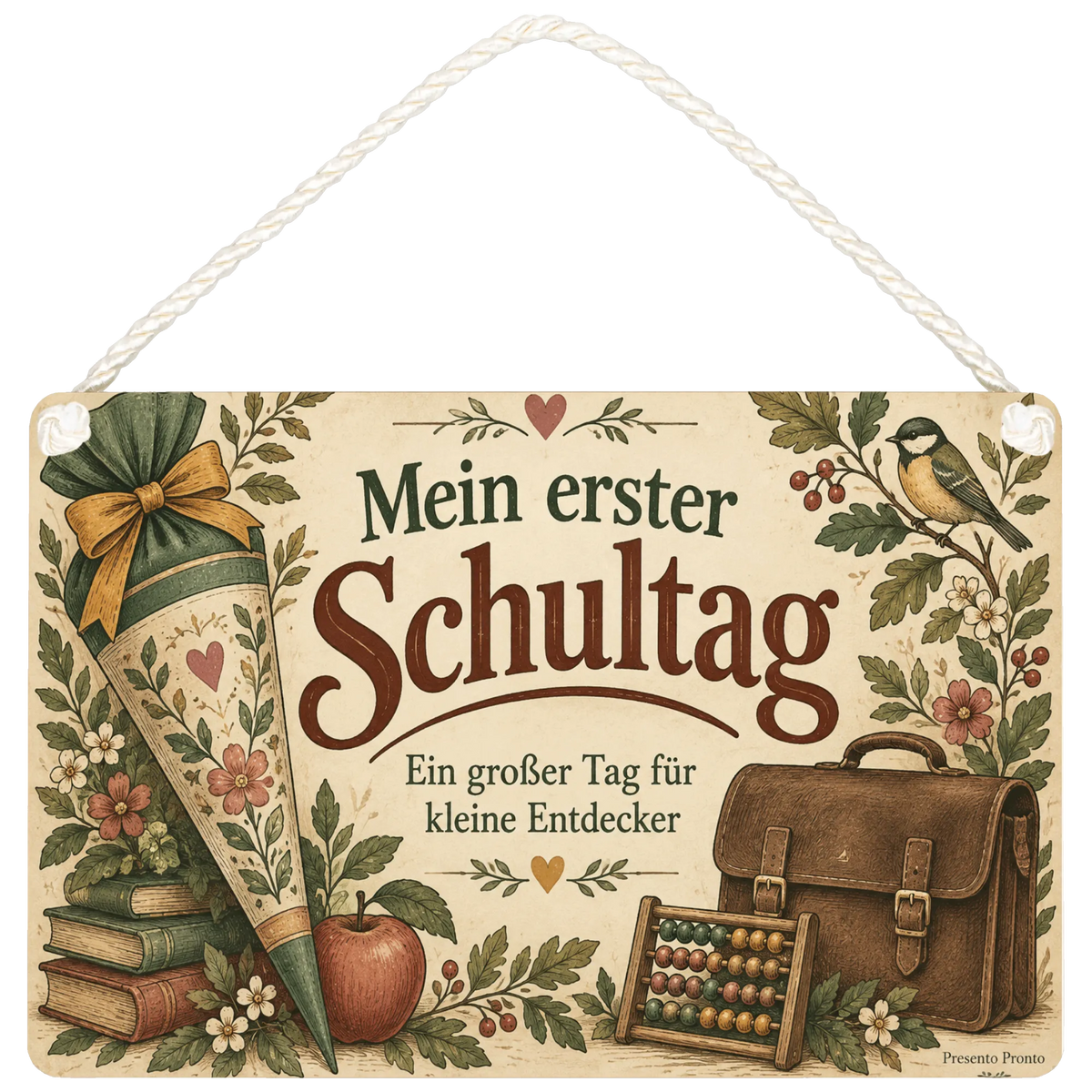 Liebevolles Schild zur Einschulung für kleine Entdecker