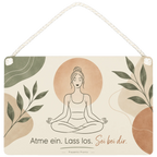 Entspannendes Yoga Schild für Yogafans mit Lotuspose|p:2019710|h:60114f0491498390f71b469d310529b0