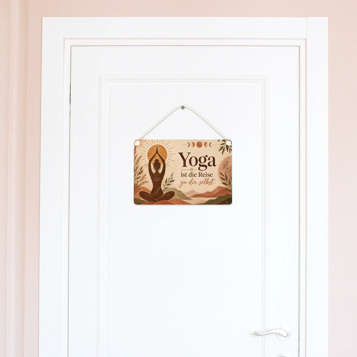 Inspirierendes Yoga Schild für Fans mit Sonnenstrahlen