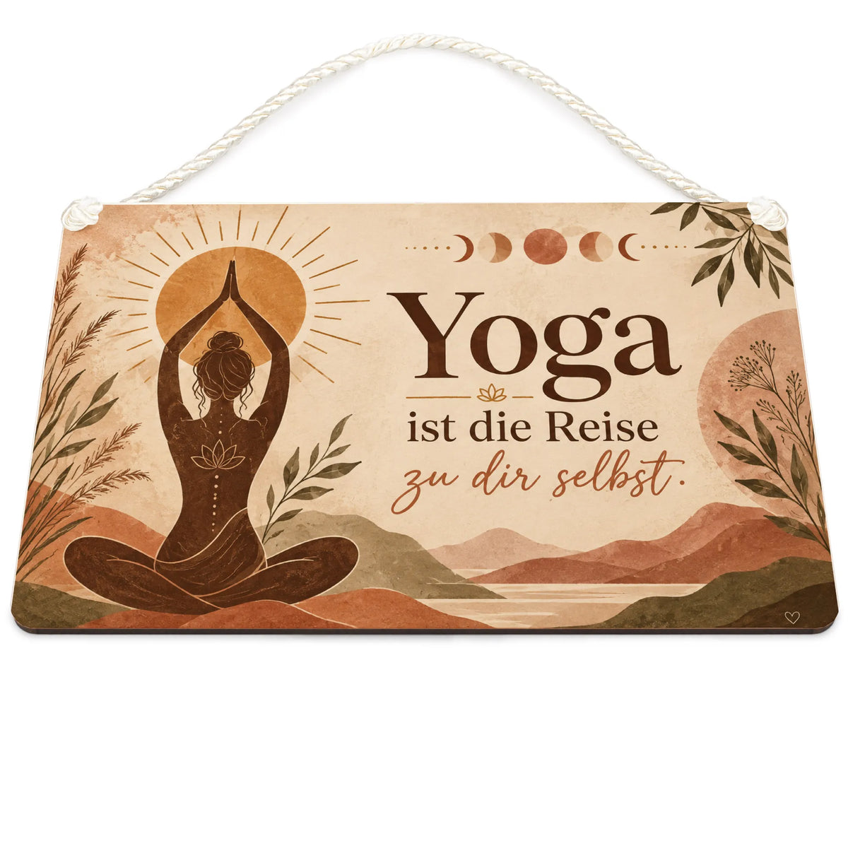Inspirierendes Yoga Schild für Fans mit Sonnenstrahlen