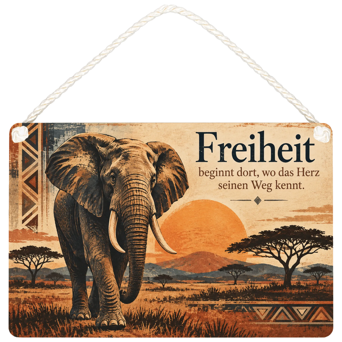 Inspirierendes Holzbild mit Elefant für Tierfreunde