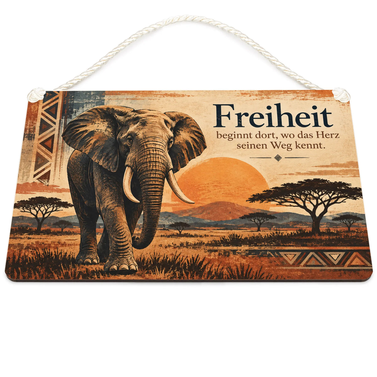 Inspirierendes Holzbild mit Elefant für Tierfreunde