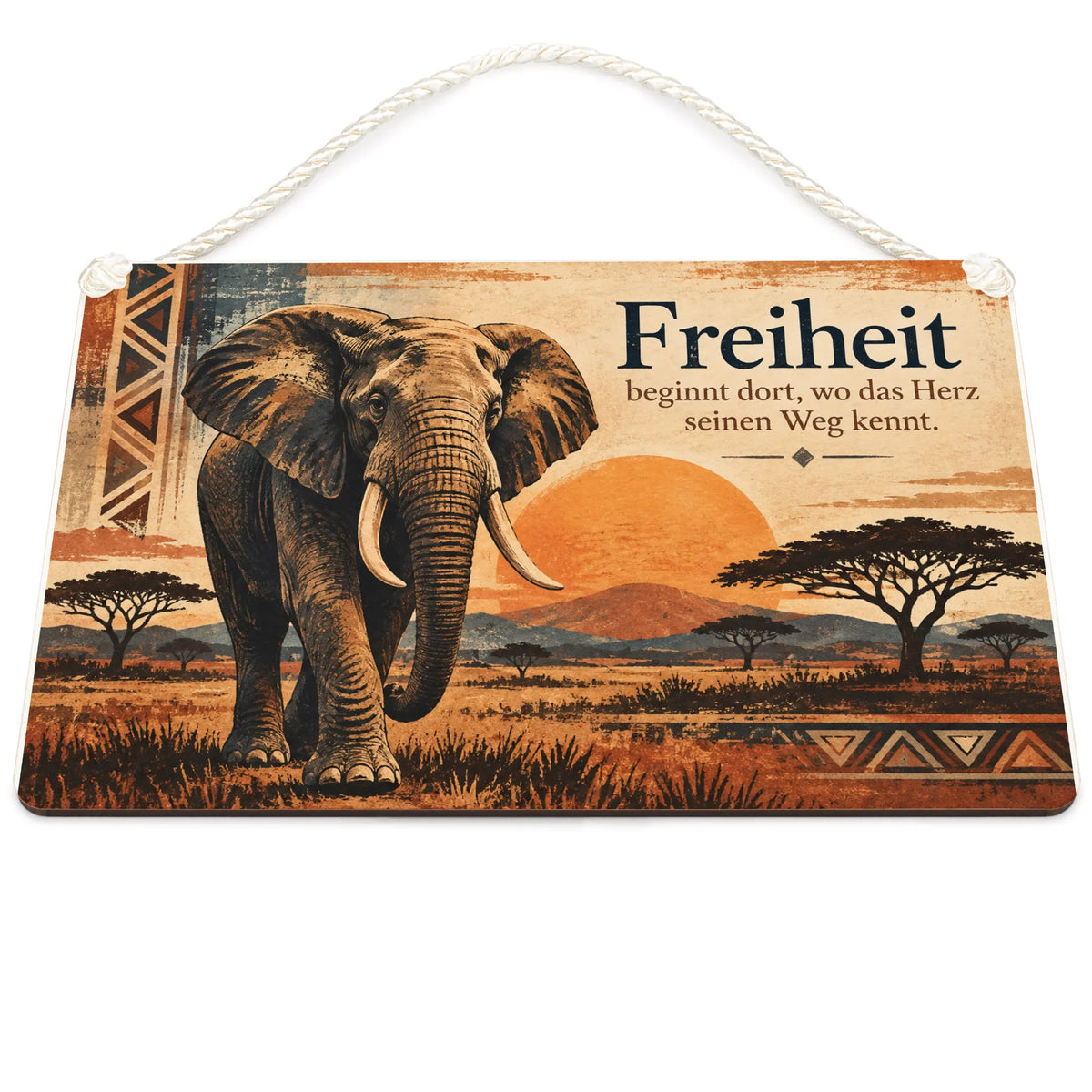 Inspirierendes Holzbild mit Elefant für Tierfreunde