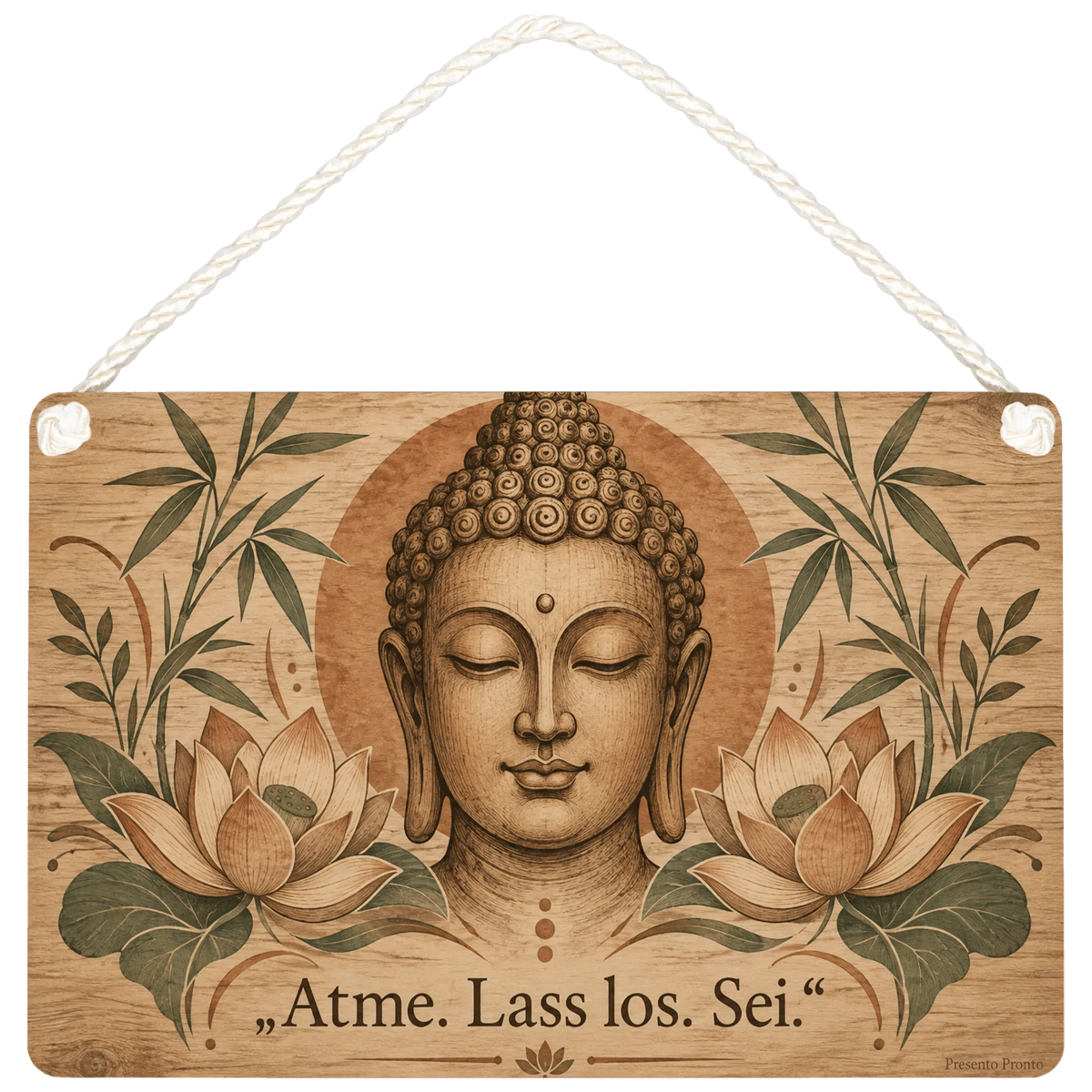 Beruhigendes Holzbild mit Buddha zur Meditation