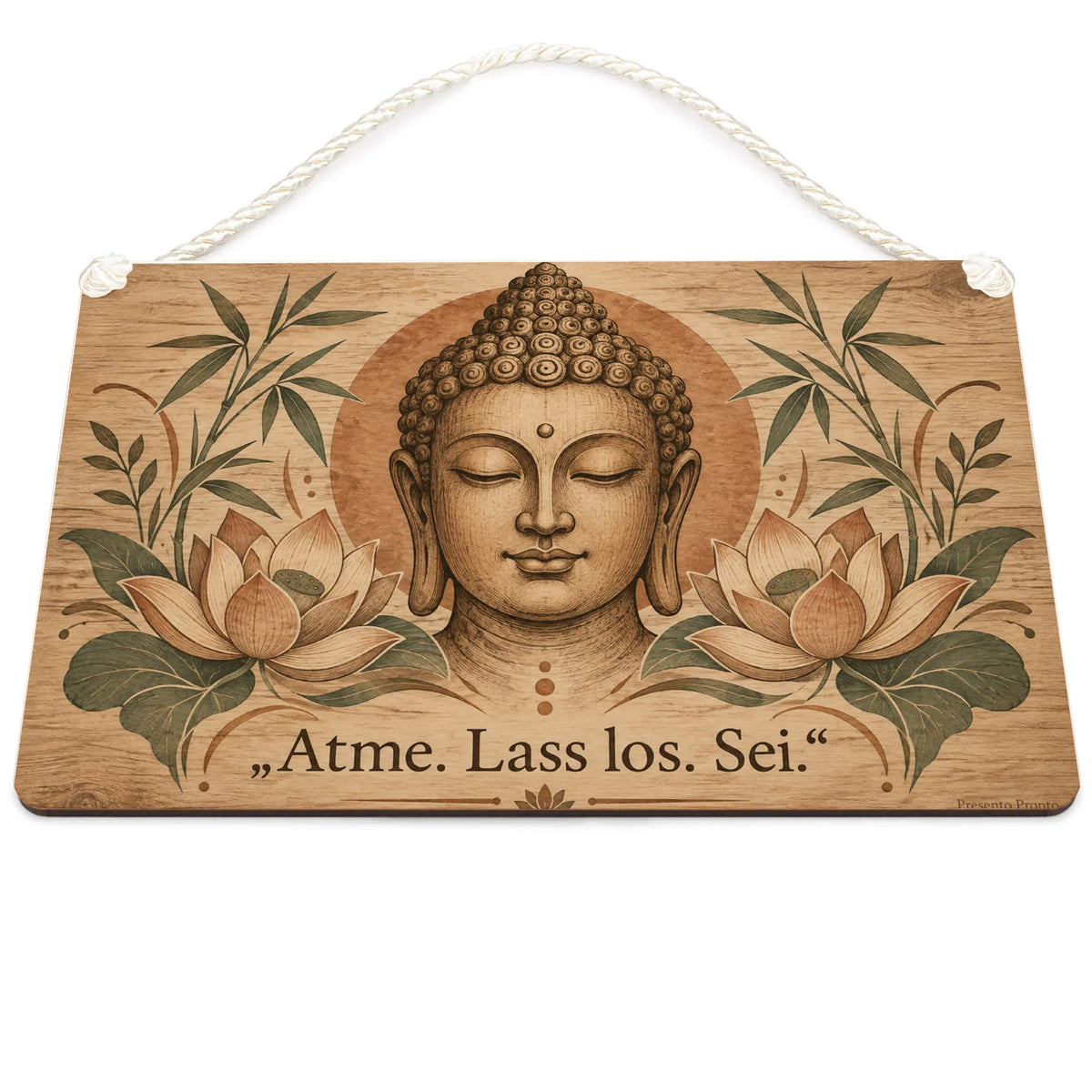 Beruhigendes Holzbild mit Buddha zur Meditation
