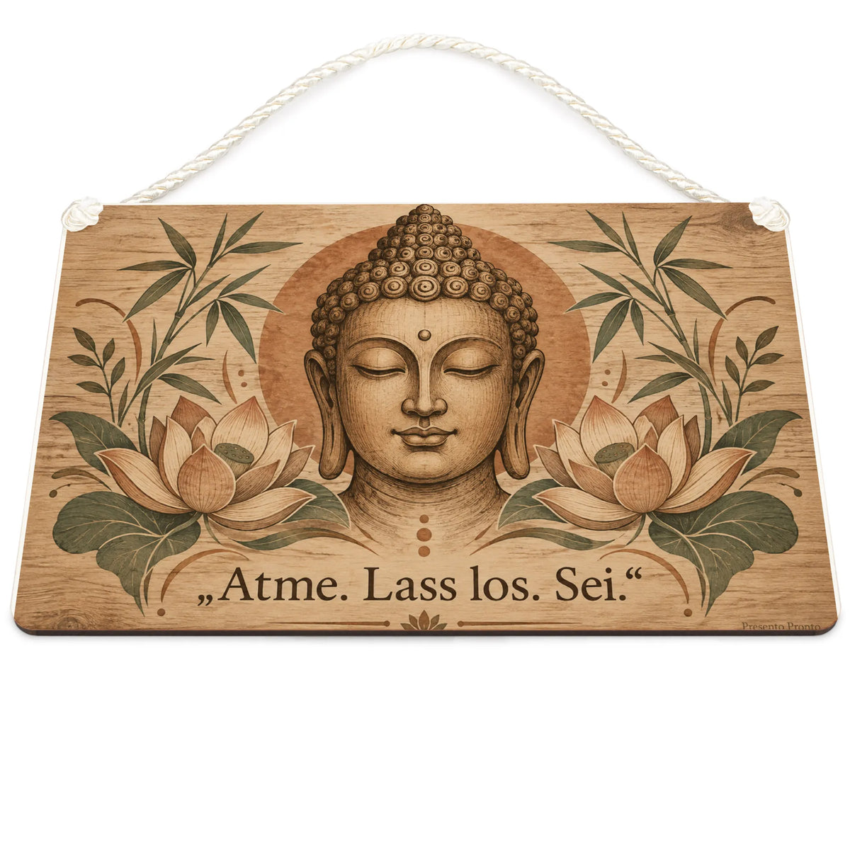 Beruhigendes Holzbild mit Buddha zur Meditation