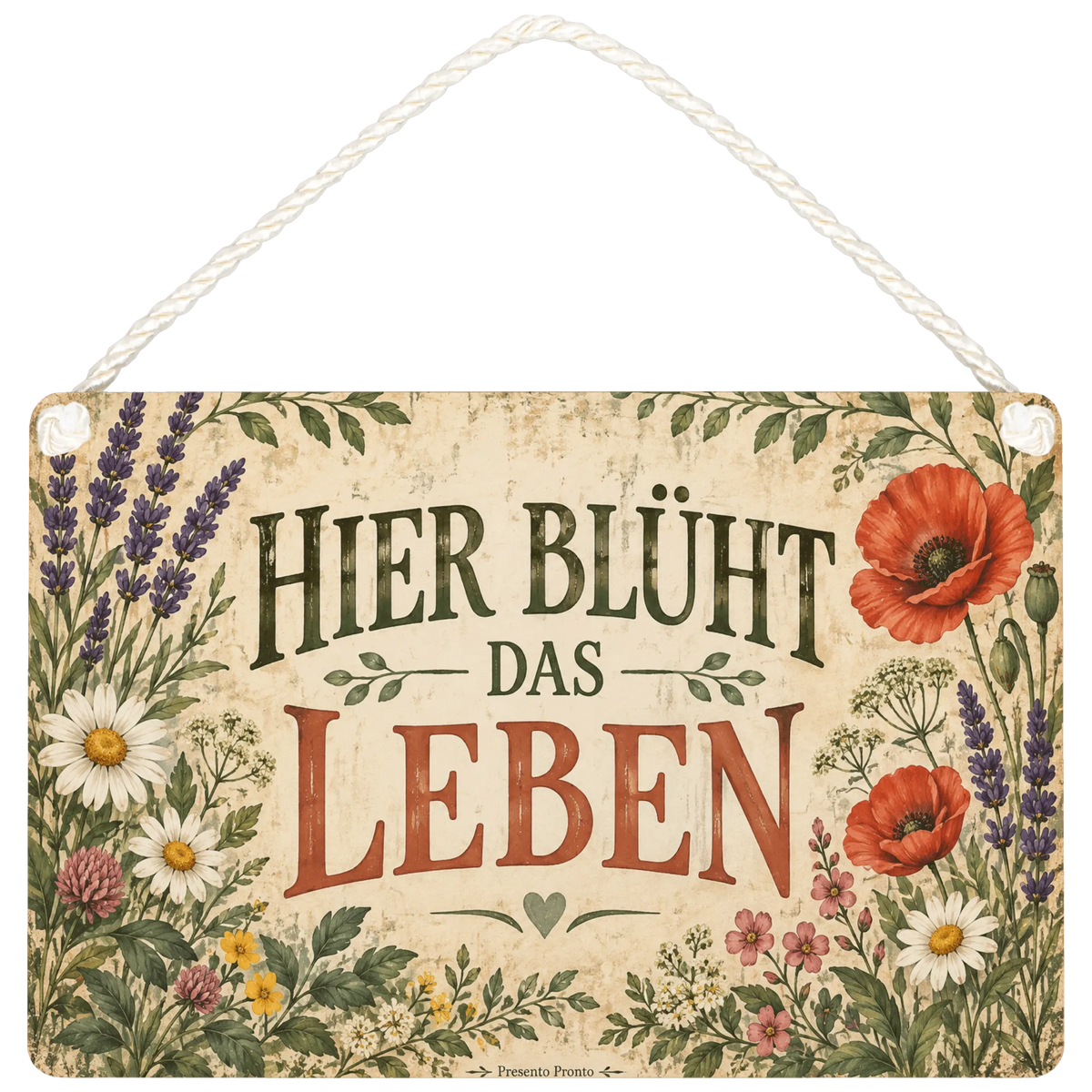 Nostalgisches Schild für Gartenliebhaber mit Wildblumen
