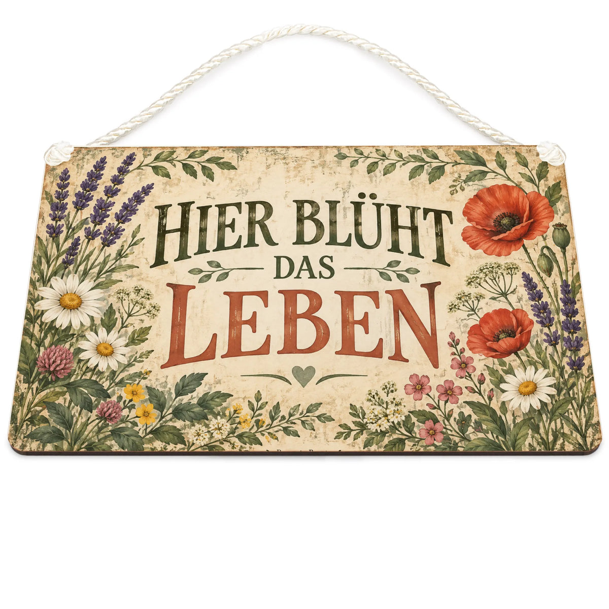 Nostalgisches Schild für Gartenliebhaber mit Wildblumen