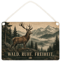 Rustikales Holzbild mit Hirsch für Naturliebhaber