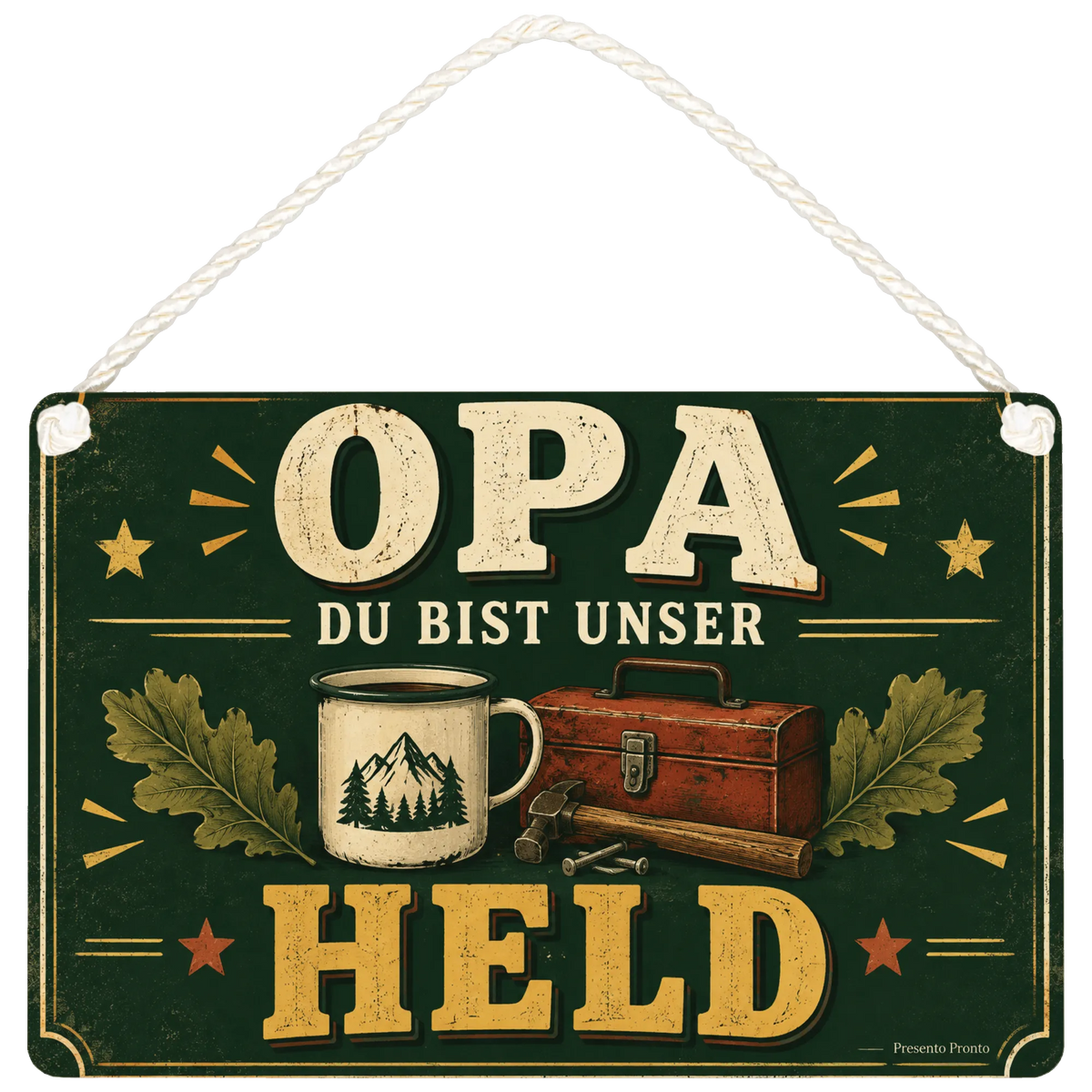 Liebevolles Schild für Opa mit Werkzeugkiste