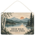 Entspannendes Holzbild für Waldliebhaber mit Kiefern am See