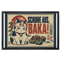 Lustige Anime-Fußmatte für Fans mit grimmiger Katze