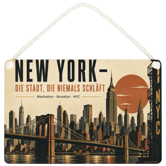 Elegantes New York Schild für Fans mit Manhattan Skyline