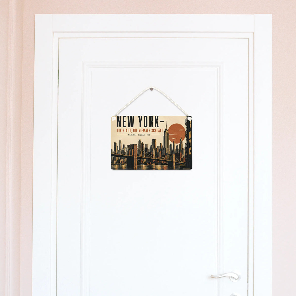Elegantes New York Schild für Fans mit Manhattan Skyline