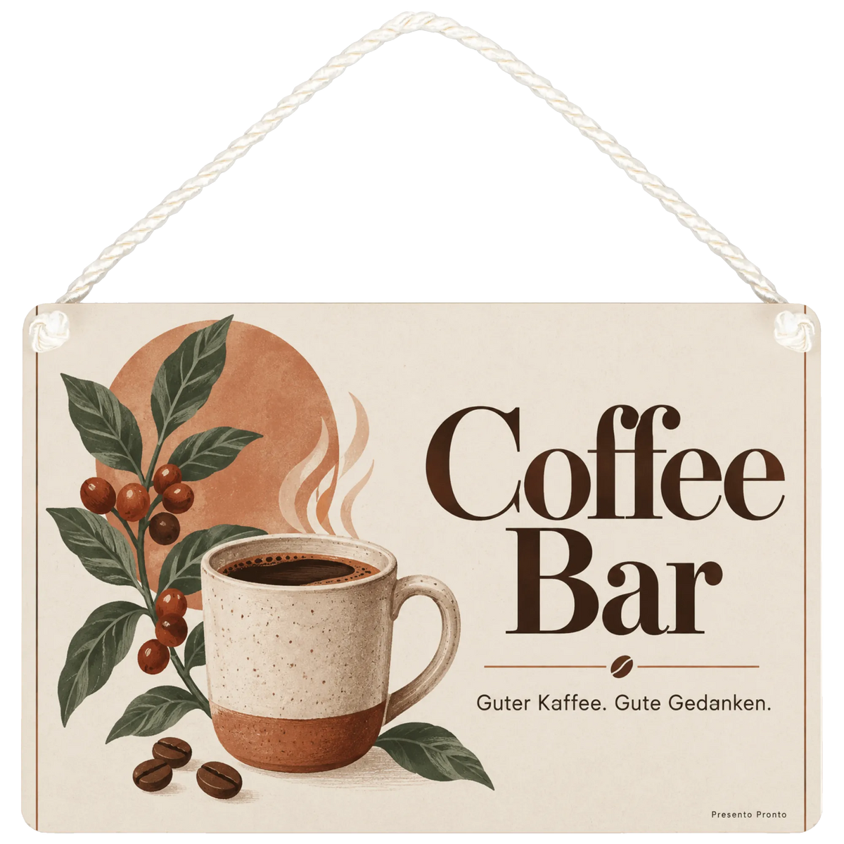 Gemütliches Schild zur Coffee Bar für Kaffeeliebhaber