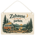 Gemütliches Schild für Campingfans mit Wohnmobil unter Sternen