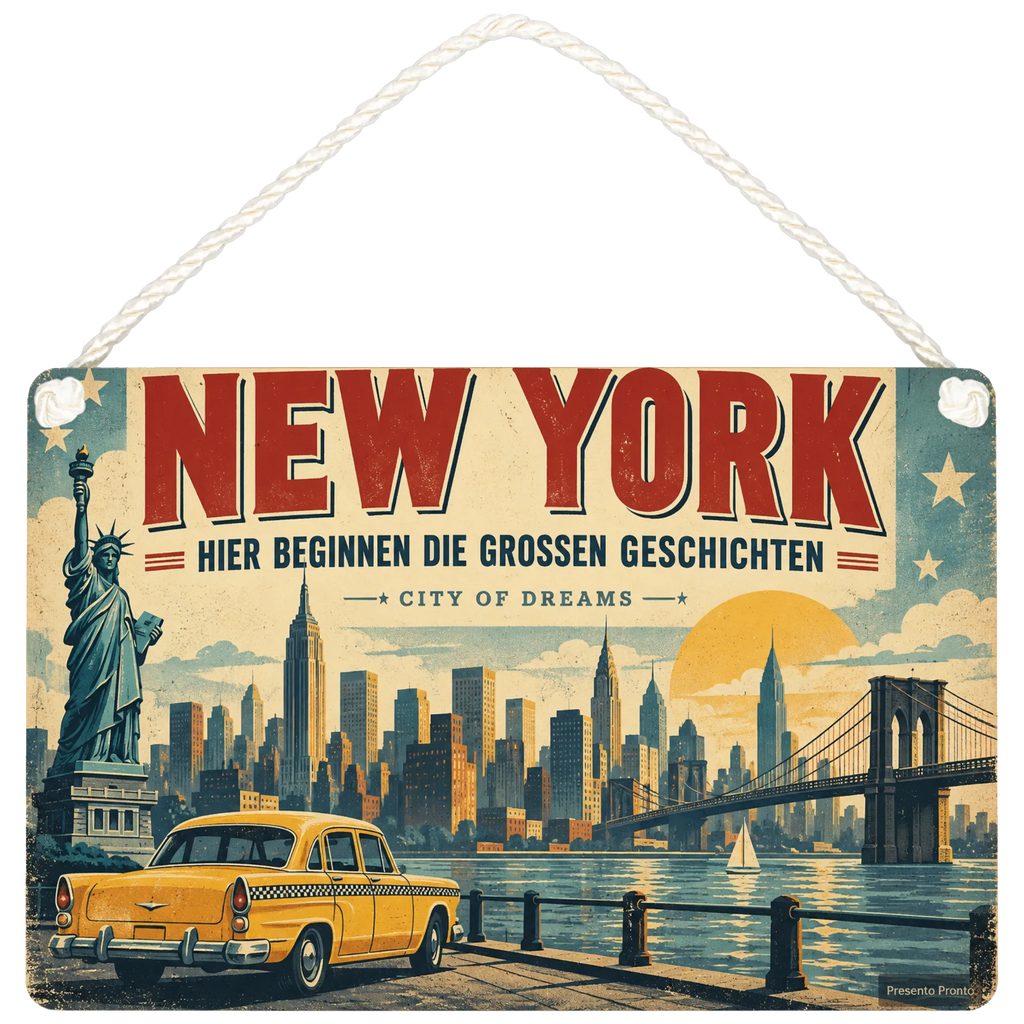 Nostalgisches New York Schild mit Skyline für Fans|p:2019830|h:df1d7f33daf12f43a3c34383af95774c