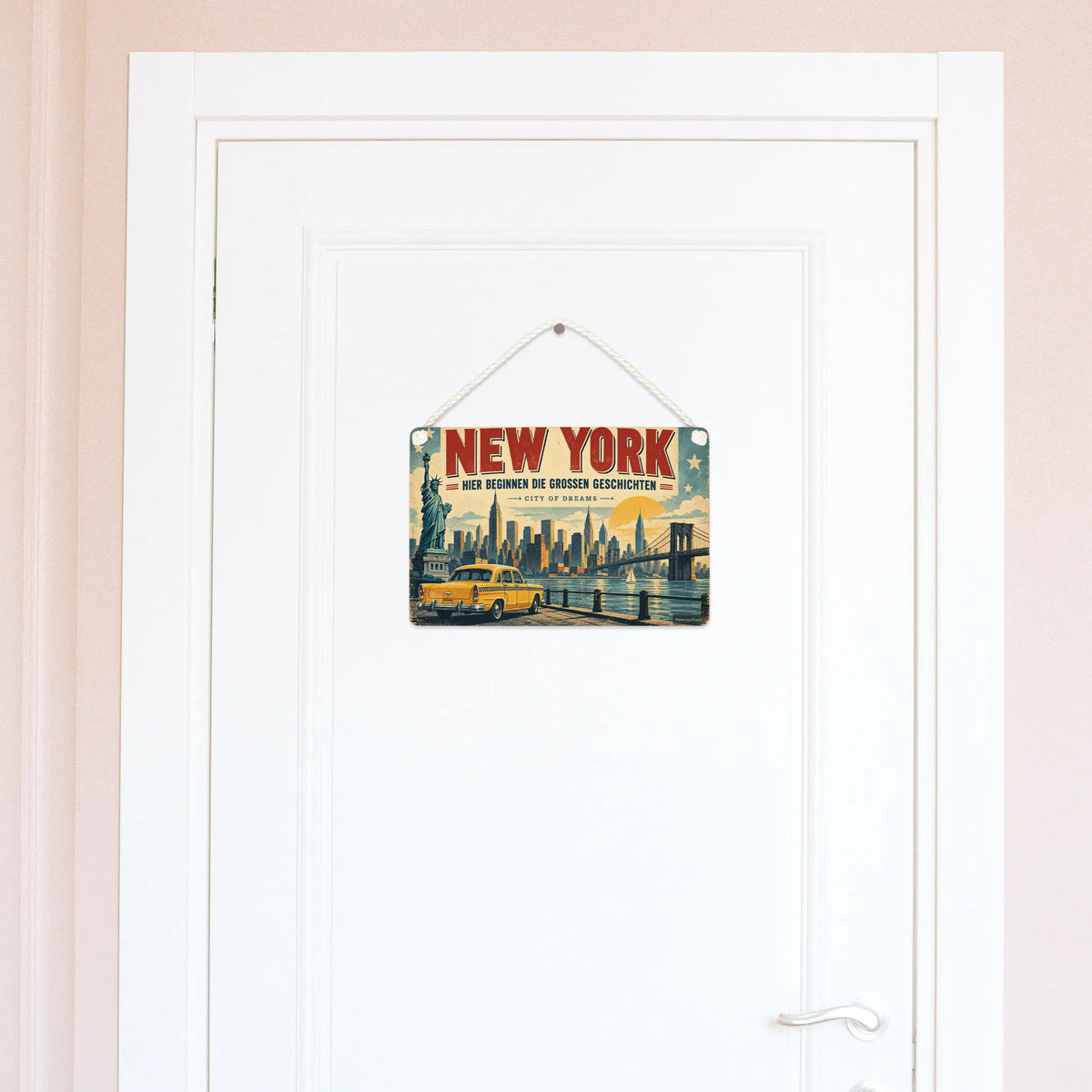 Nostalgisches New York Schild mit Skyline für Fans