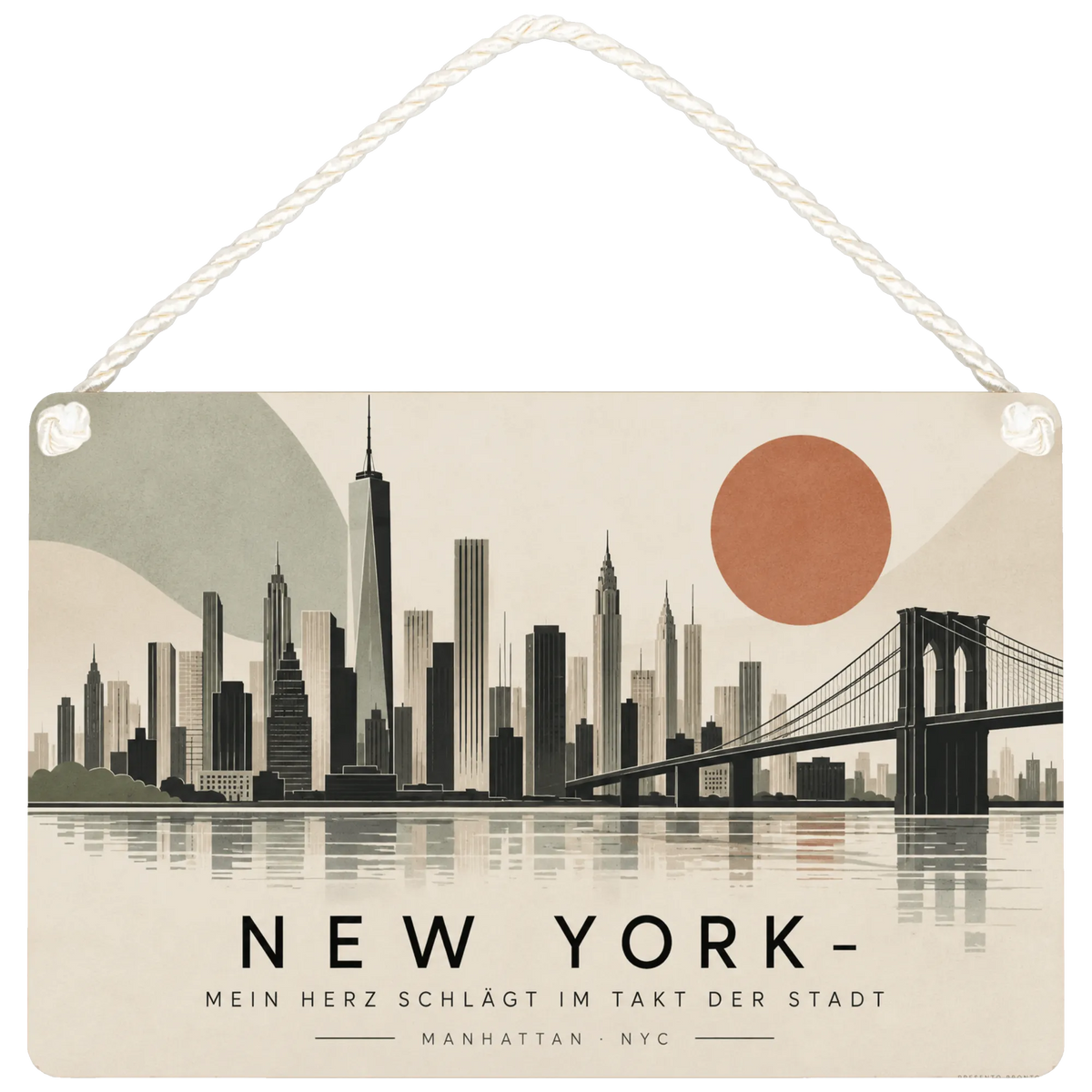 Liebevolles New York Schild für Fans mit Skyline