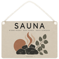Entspannendes Schild für die Sauna mit Saunasteinen