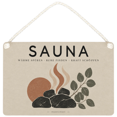 Entspannendes Schild für die Sauna mit Saunasteinen