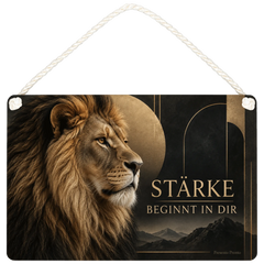 Starkes Holzbild mit Löwe zur Motivation