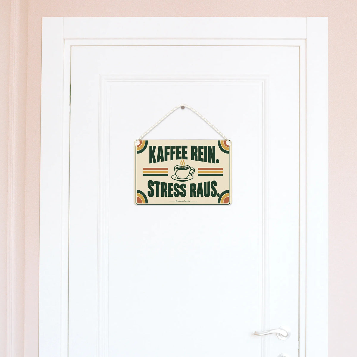 Lustiges Schild fürs Büro mit Kaffeetasse
