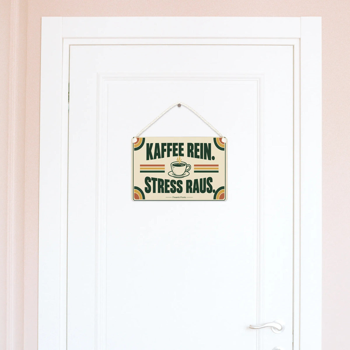 Lustiges Schild fürs Büro mit Kaffeetasse