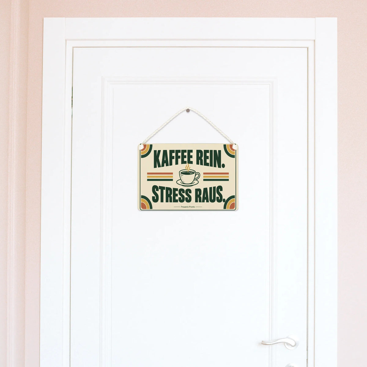 Lustiges Schild fürs Büro mit Kaffeetasse