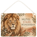 Mutmachendes Holzbild mit Löwe für Kinder