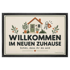 Herzliche Fußmatte zum Einzug mit gemütlichem Haus|p:2019946|h:9e254bbb1d5d9e8f73b8fa2f8438fa90