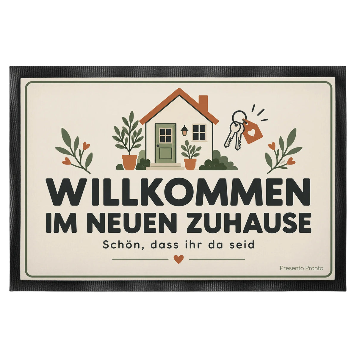 Herzliche Fußmatte zum Einzug mit gemütlichem Haus