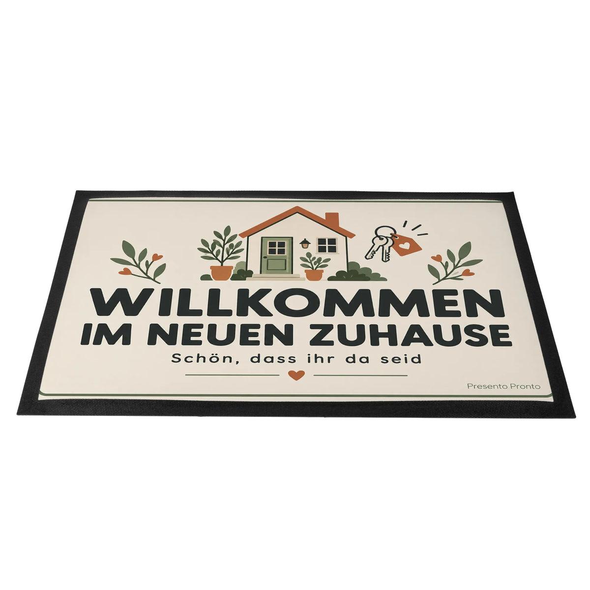 Herzliche Fußmatte zum Einzug mit gemütlichem Haus