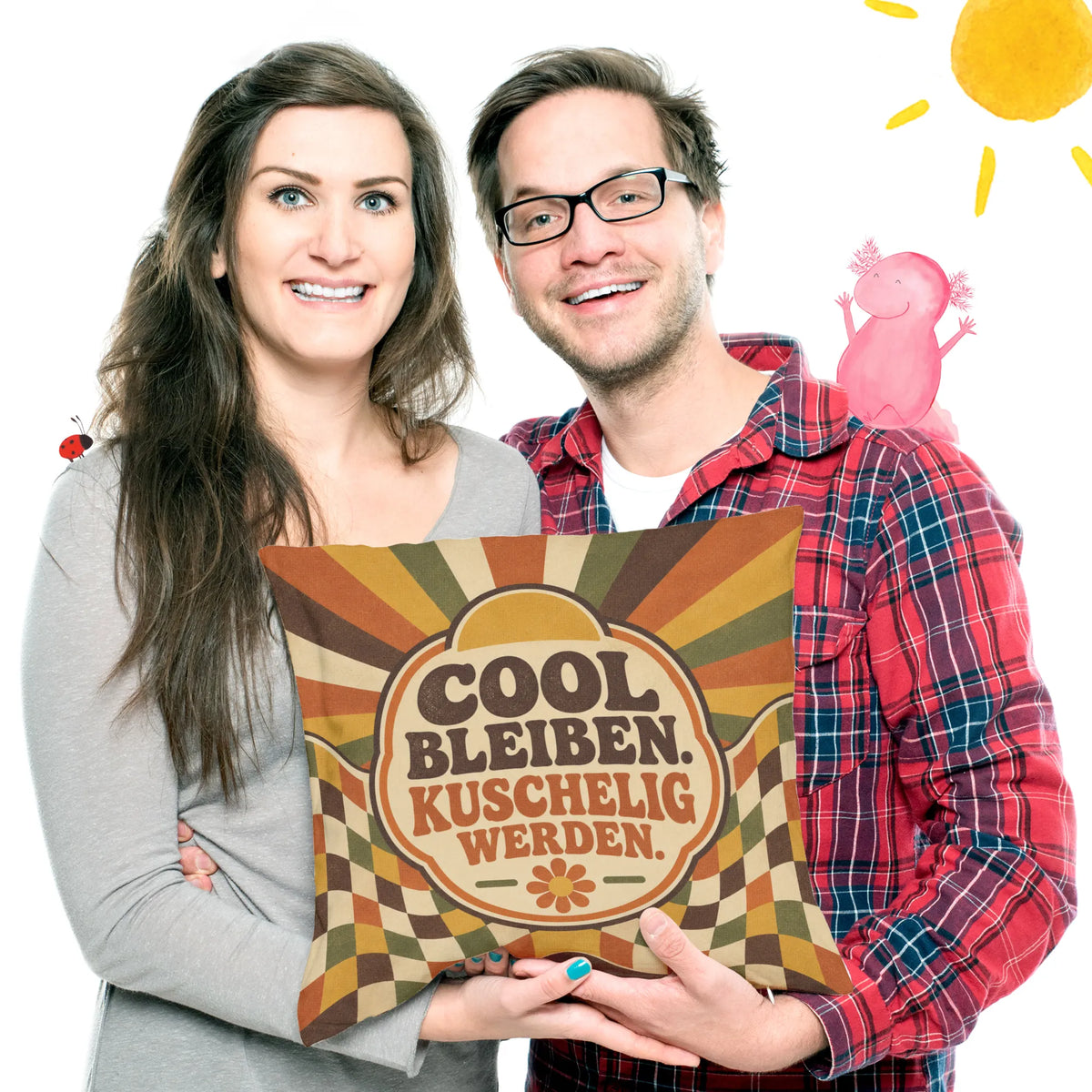 Cooles Kissen für Teenager mit Retro-Sonne