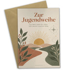 Ermutigende Glückwunschkarte zur Jugendweihe mit aufgehender Sonne|p:2019980|h:5cf6b5b674b0e0a924a23b7ae5d052ef