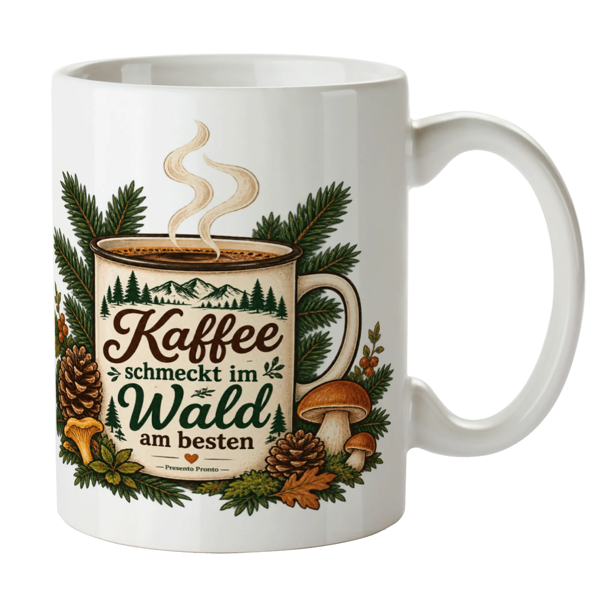 Gemütliche Wald Tasse für Naturliebhaber mit Tannenzweigen