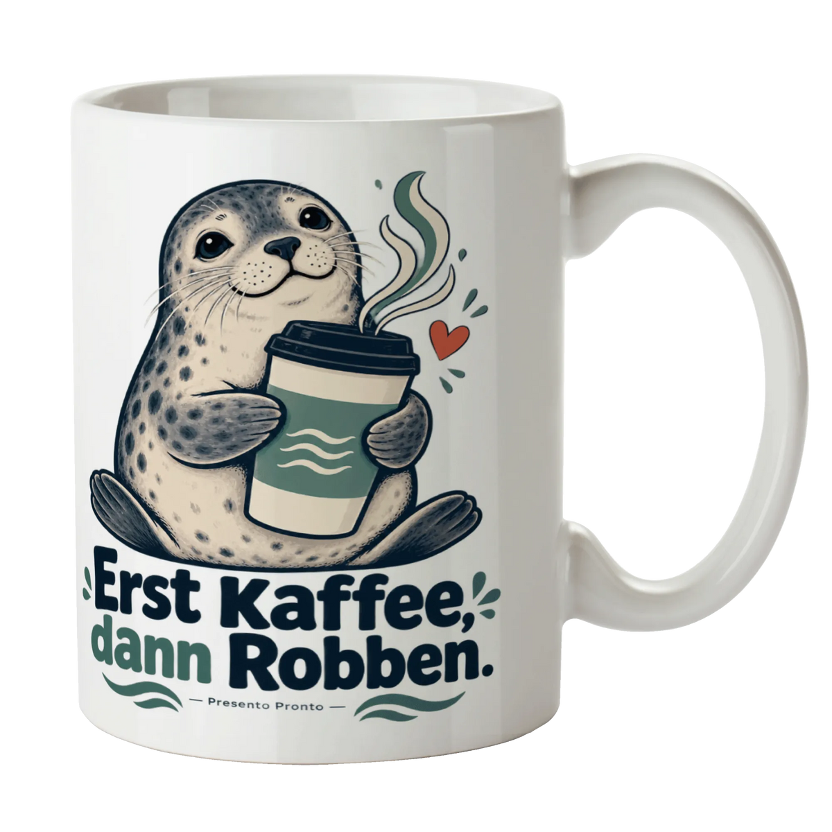 Lustige Tasse mit Robbe für Morgenmuffel