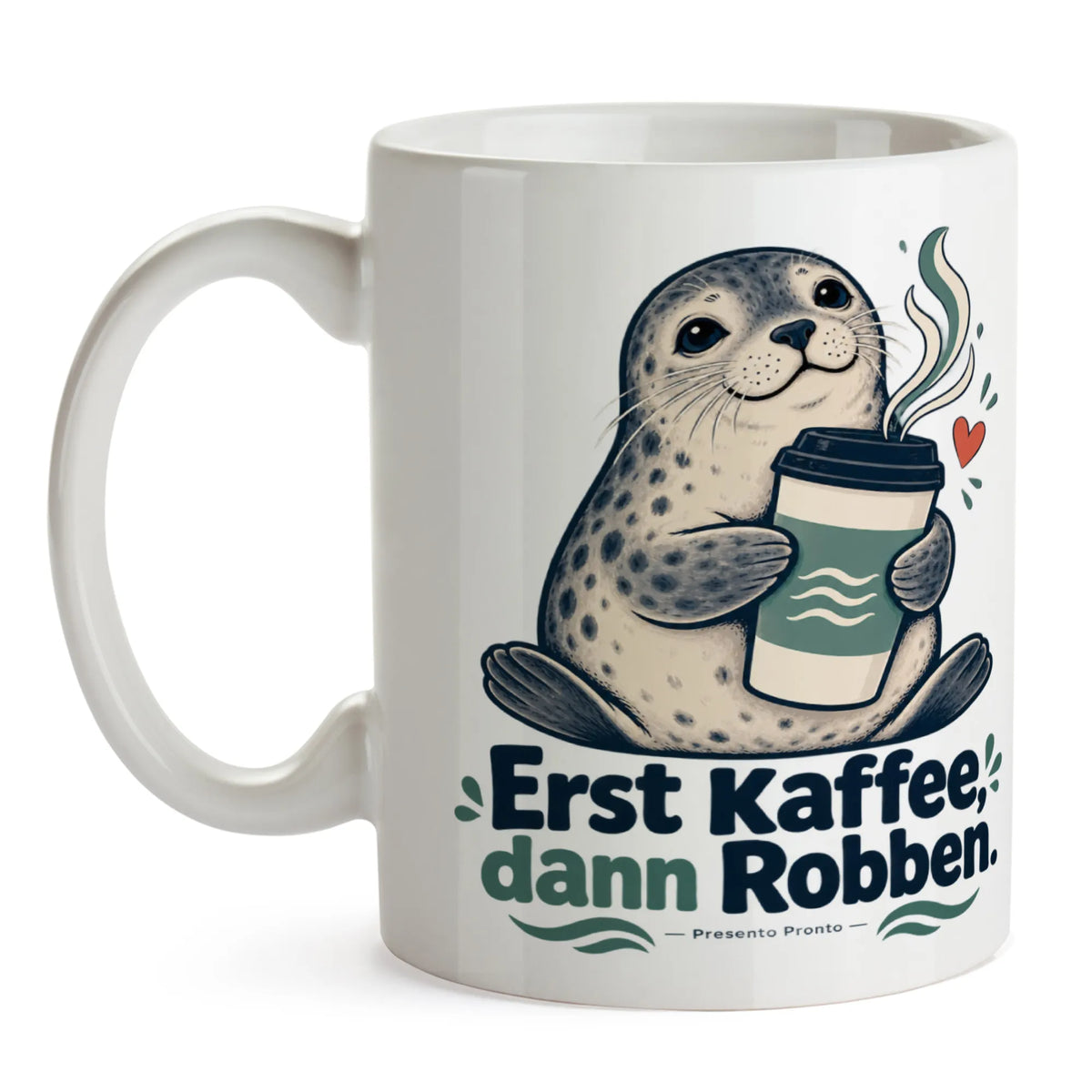 Lustige Tasse mit Robbe für Morgenmuffel