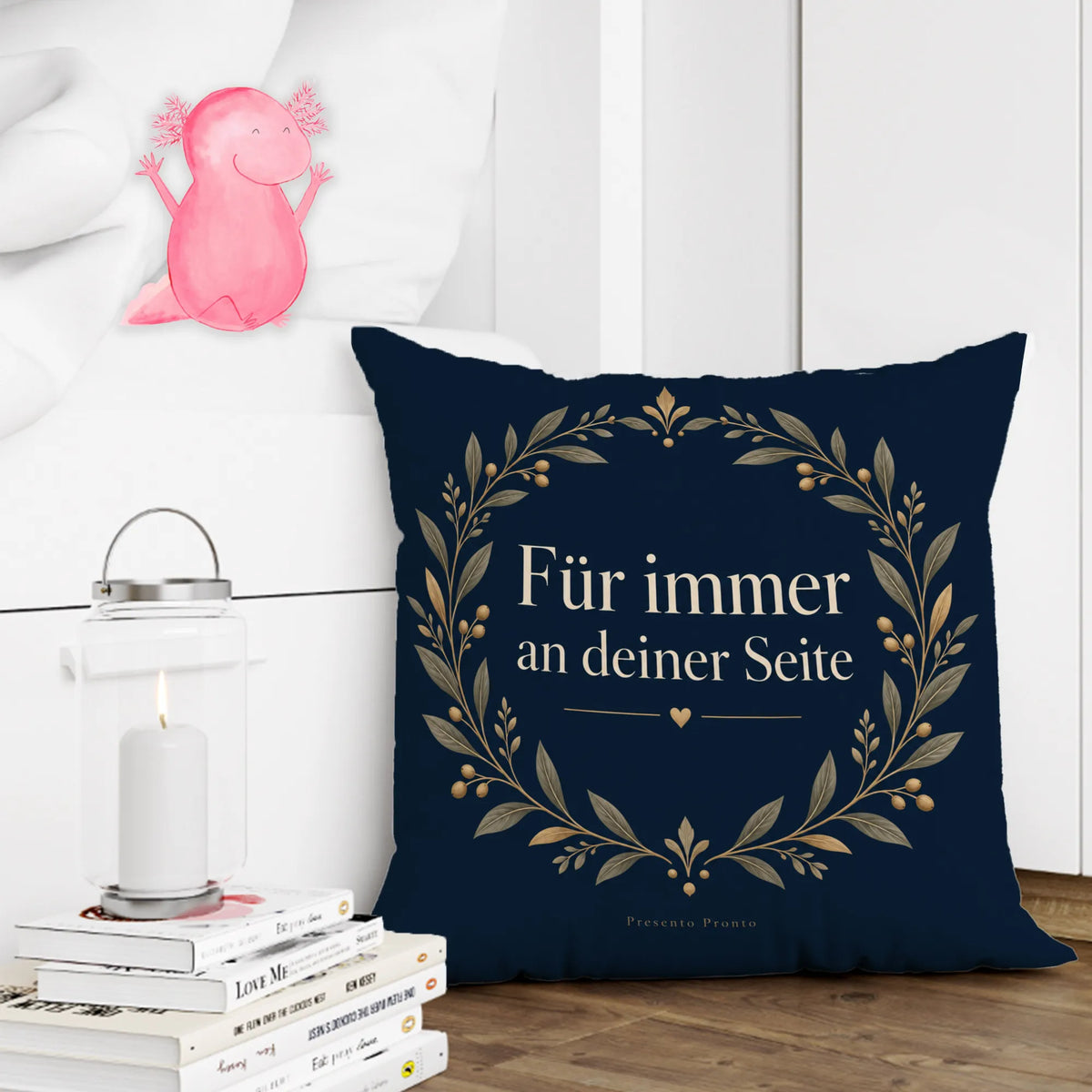 Romantisches I love you Kissen für Partner mit Olivenkranz