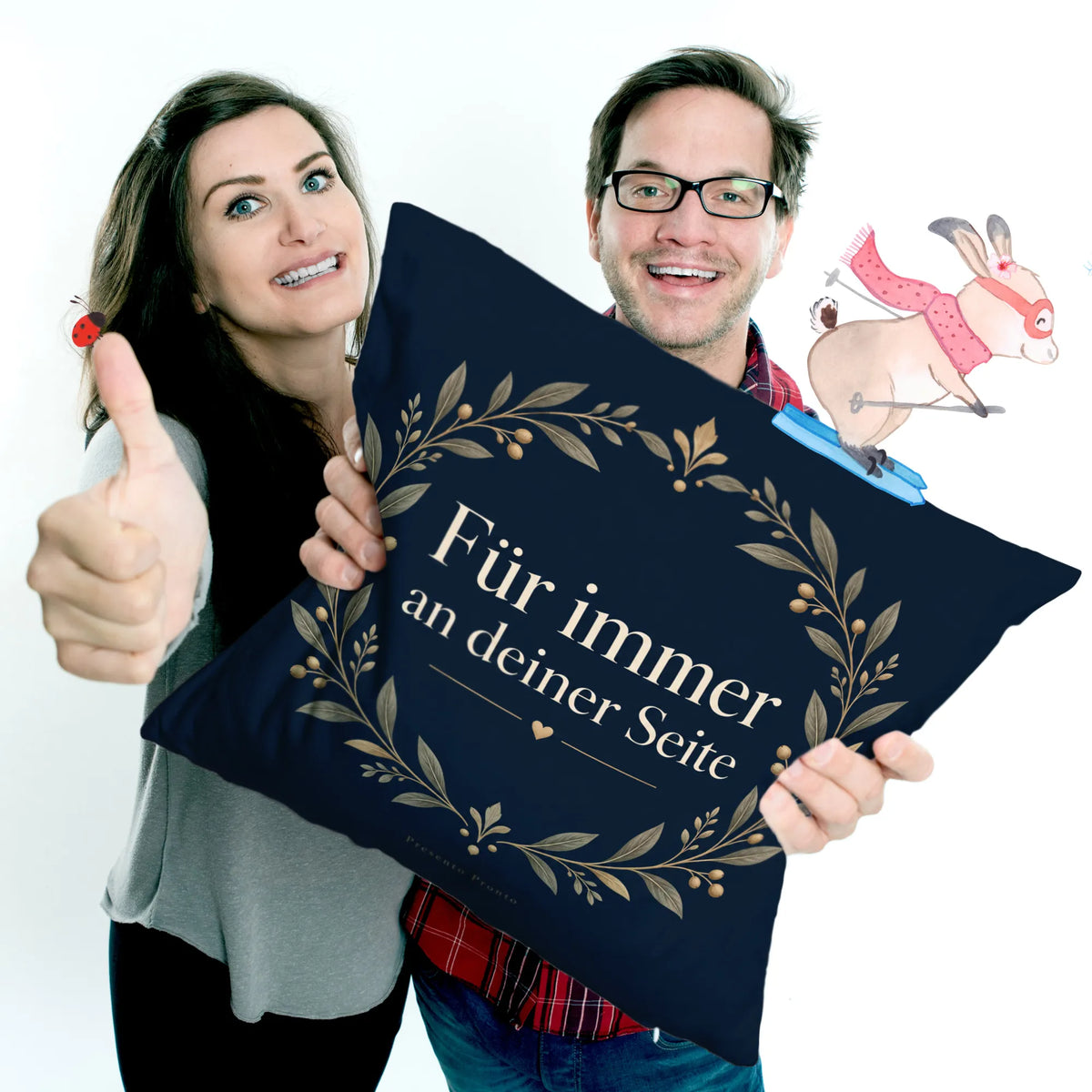 Romantisches I love you Kissen für Partner mit Olivenkranz