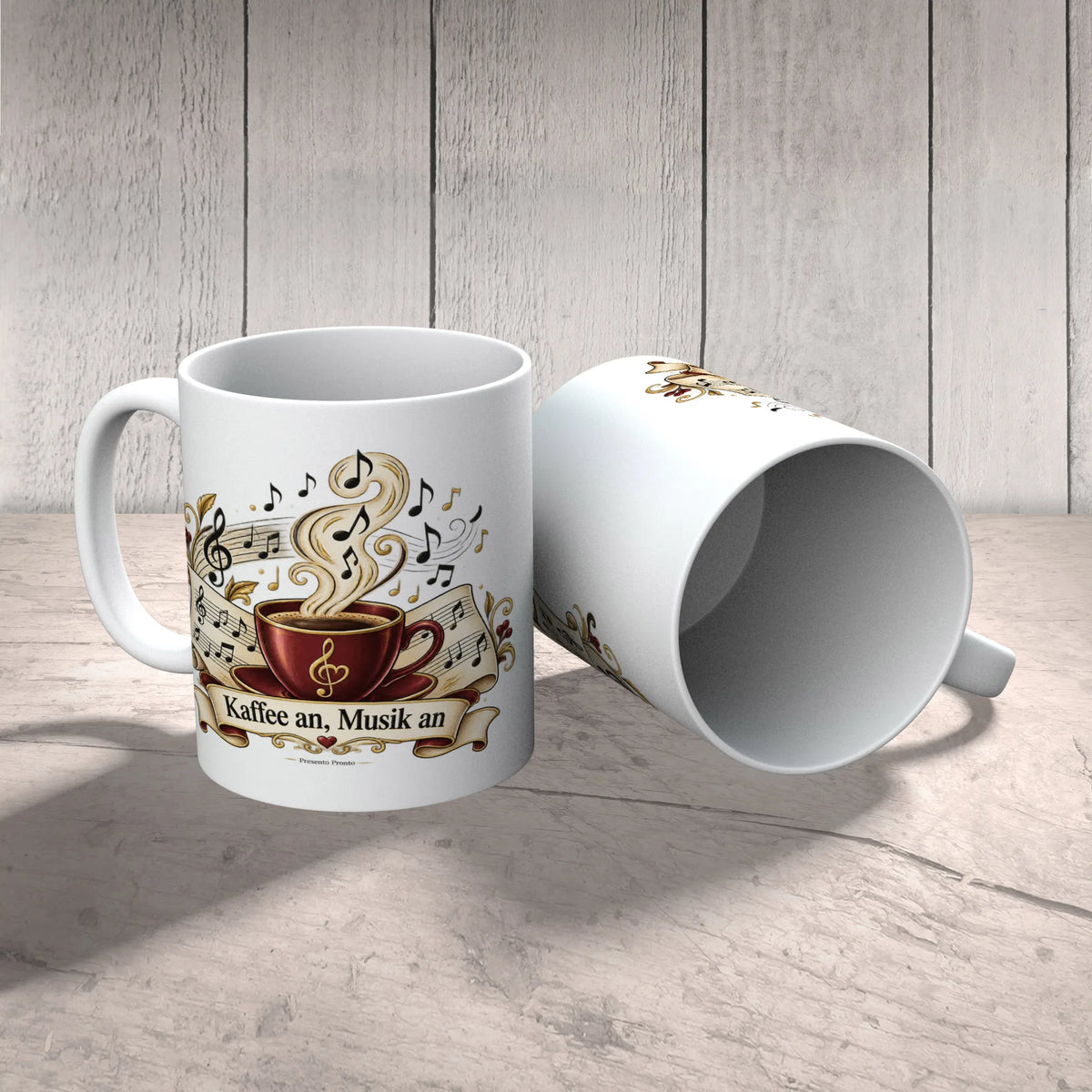 Lustige Tasse mit Noten für Musikliebhaber
